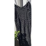 AUW As U Wish Babydoll Smocked Floral Black White Midi Dress Size XL Jumpsuit Photo 9