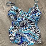 Croft & Barrow  Women’s Size 10 Blue & White Tankini Bathing Suit Top Swimwear Photo 0
