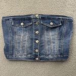 Rue 21 Y2K Denim Jean Corset Strapless Top Tue Bustier Stretch Women's Large Photo 0