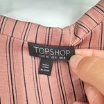 Topshop Women's Striped Collared Long Sleeve Satin Shirt Dress Pink Black Size 4 Photo 1