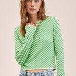 Mango NWT Checks knitted sweater Green Shimmery Small y2k Photo 0