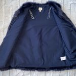 A New Day women S open front sleeveless faux fur vest navy blue Photo 6