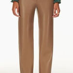 Wilfred Aritzia Melina Straight Leg Vegan Leather Pants in Light Brown Size 4 Photo 0