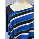 RB Collection Tank Dress with Attached Shawl SZ XL Black and Blue Stripes Photo 1