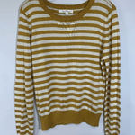 Love Tree Women's Mustard / White Tight Knit Pullover Long Sleeve Sweater Size L Photo 0