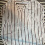 Ava & Viv  White and MarroonStriped Casual Shirt in 3x , 100% rayon Photo 0