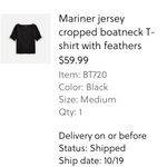 J.Crew Black Feather Sleeve Top NWT Size M | Luxe Cotton Crewneck Party Blouse Photo 8