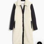 Madewell Sherpa McClancy Coat Long Wool Blend Faux Fur Jacket Size Large Photo 1