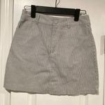 Forever 21 Size S Gray White Thin Stripe Zip Up Stretch Denim Mini Skirt Photo 0