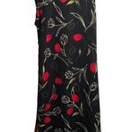 Black Tulip Floral Print Sleeveless Midi Dress Size 8 Dark Romantic 90s Vibe Photo 0