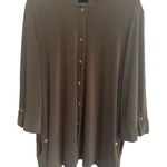 Maggie Barnes NWT  Quarter Sleeve Snap Button Olive Cardigan Sz 1X Photo 0