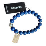 EXPRESS  Blue and Gold Beaded Bracelet Photo 0
