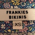 frankie's bikinis Blue Lace Silk Satin Floral Print Mini Casual Pencil Skirt XS Photo 3