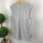 Nic+Zoe  Linen Blend Gray & White Striped Sleeveless Top L Photo 1