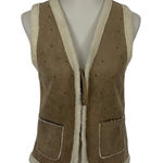 Karl Marc John Brown Faux Suede Sherpa Vest Open Front Boho Western Style Medium Photo 0