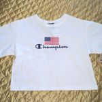 Champion crop top American flag USA monogram cropped tee white patriotic Photo 0