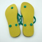 Havaianas  Womens Flip Flop Sandals Rubber Floral Green Yellow Pink Size 6 Photo 3