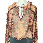 ZARA  ruffle paisley blouse bodysuit size M Photo 5