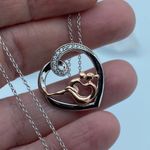 Sterling Silver Mom And Child Rose Gold CZ Necklace Photo 4
