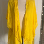 Steve Madden Yellow Kimono Wrap Cover Up | Lace Trim Open Front One Size Photo 0