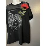 Emory park Shirt Womens Medium Black Mesh Rose Patch Dark Angel Graphic Goth Photo 2