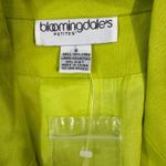 Vintage Y2K Bloomingdales Petites Womens Lime Green Linen Blazer Jacket Size 6 Photo 2
