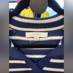 Anthropologie NWOT Flat White Striped Polo Knit Sweater - blue - medium Photo 8