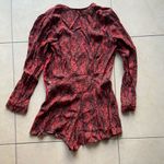 Blue Life Planet Blue Red Snakeskin Wrap Front Deep V Romper Photo 4