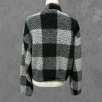 Zaful | Plaid Sherpa Fuzzy Quarter Zip Pullover Sweater Grey, Black, White US 10 Photo 2