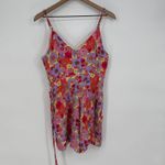 Lounge Floral Print Spaghetti Strap Romper Jumpsuit Women's Size L Purple Size L Photo 5