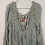Free People Mohave Floral Embroidered Long-Sleeve Dress Size Large Sage Green Photo 3