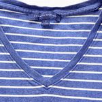 Tommy Hilfiger Women's Striped V-Neck Tee - Blue and White 100% Cotton Medium Photo 1
