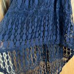 Xhilaration  High Low Sleeveless Navy Lace Dress with Thin Brown Waist‎ Belt Photo 3