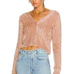 Jonathan Simkhai Maya feathered rib knit cropped cardigan sweater chai pink XS Photo 6