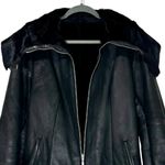 Vintage Centropel Real Shearling Long Leather Coat Fur Collar 90s Black Small Photo 5