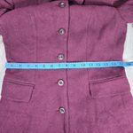 Laura Ashley Vintage Burgundy Herringbone Wool Blend Button Front Long Over Coat Photo 8