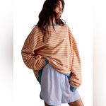 We The Free 🆕 | CLASSIC STRIPED OVERSIZED CREWNECK | LATTE COMBO | SZ: S Photo 1