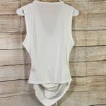 SheIn texture ruched pointed v-neck sleeveless knot front white top Size Medium Photo 5
