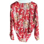ZARA BLOGGER FAVORITE RED SATIN RED FLORAL PRINT ORIENTAL BODYSUIT BODY SZ S Photo 6