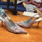 Antonio Melani Pink & Silver Courts Sling Backs All Leather Y2K Vintage Girly Photo 0