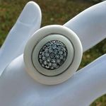 FP Sterling Silver White Enamel & Blue Pavé Stone Ring Photo 0