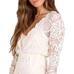 Venus  lace overlay long sleeve cream romper playsuit jumpsuit size XL Photo 1