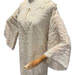 American Vintage 1970s Evelyn Pearson Embroidered Muslin Boho Dress with Bell Sleeves small Photo 5