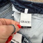 Grace in LA Bling Embroidered Easy Fit Blue Jean Shorts Stretch Size 32 Photo 6