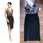 Dress the Population  • Giulia Floral Lace Wrap Dress black silver sequin sheath Photo 1