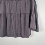 Garnet Hill  3/4 Sleeve Tiered Ruffle Blouse Gray‎ Sz S Photo 2