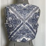 C&C California  100% Linen Top Womens Sz M Blue & White Crop Boho Coastal NWT Photo 1