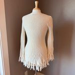 Sharagano  Paris Cream V-Neck Sweater with Fringe Small Photo 2