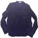 A loves A   Silk Navy Ruched Ruffle Long Sleeve Blouse Top  Long Sleeve Photo 0