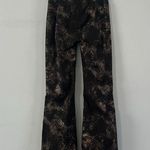 Free People NWT Jayde Black Tie Printed Metallic Black Flare Jeans Photo 5